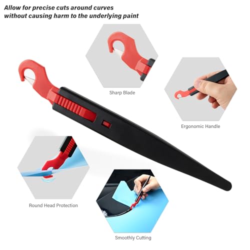 Gomake Vinyl Wrap Guard Cutter Knife Window Tinting Cutter Precision Automotive Safety Cutting Tool for Car Wrapping, Window Tinting,Decals,Signs, Wrap Film and Other Car Vinyl Cutting (W204)