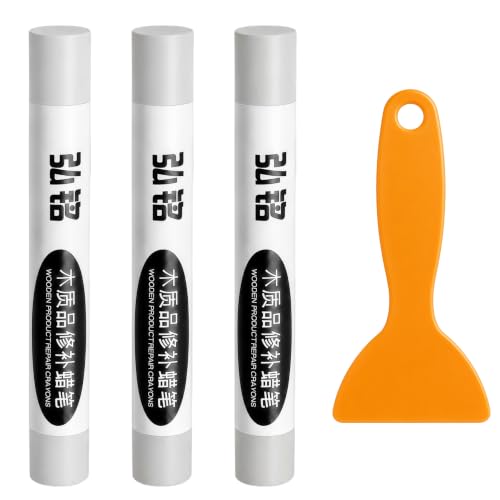 3 Colors Wood Filler Sticks, Light Gray Series 1, with Scraper - color: Light Gray 1 Series