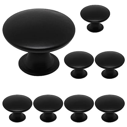 8 Pcs Black Cabinet Knobs, Round Dresser Knob Kitchen Drawer Knobs, Single Hole Cupboard Door Knob Dresser Drawer Pulls Handles - color: Black, size: 8 Pack