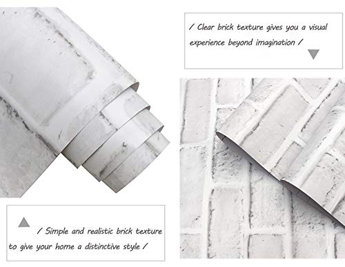 Cohoo Home White Brick Wallpaper Peel and Stick Contact Paper Faux 197”×18” - color: Gray/White, size: 17.7" x 197"