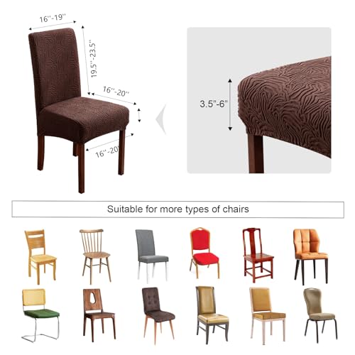 Dining Chair Covers Set of 6, Stretch Parsons Chair Slipcovers - color: Chocolate, size: 6 Pack