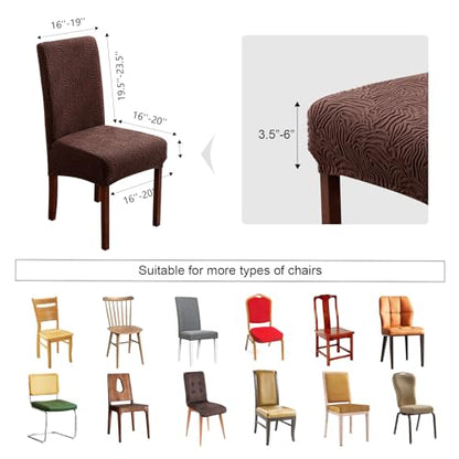 Dining Chair Covers Set of 6, Stretch Parsons Chair Slipcovers - color: Chocolate, size: 6 Pack