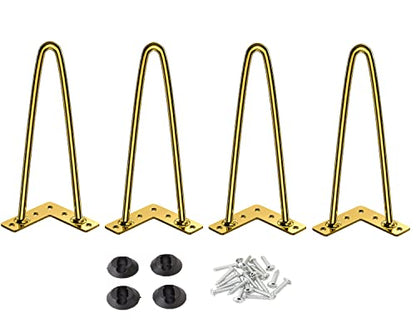 Osring 10 Inch Hairpin Legs 3/8" Dia 2 Rods, Gold Furniture Table Feet 4pcs - color: Gold, size: 10 Inch