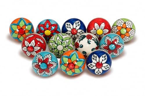 Ceramic Cabinet Knobs Set of 12, Multicolor Drawer Pull - color: Multicolor