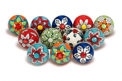 Ceramic Cabinet Knobs Set of 12, Multicolor Drawer Pull - color: Multicolor