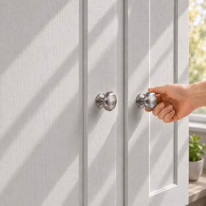trust4care 2-Pack Brushed Satin Nickel 1.5" Bifold Closet Cabinet Knob Pull - color: Nickel, size: Set of 2