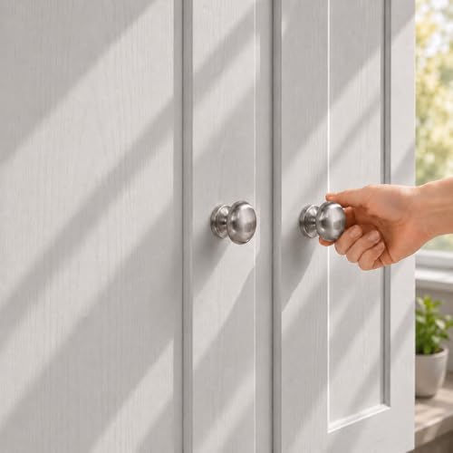 trust4care 4-Pack Brushed Satin Nickel 1.5" Bifold Closet Cabinet Knob Pull - color: Nickel, size: Set of 4