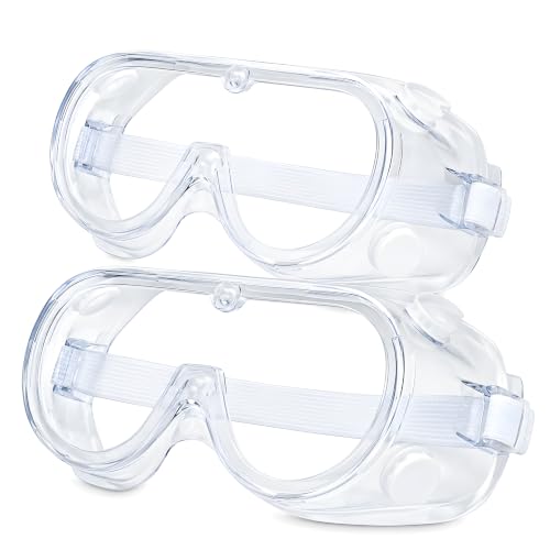 Safety Goggles Over Glasses, Anti Fog Protective Eyewear for Chemistry Lab, Woodworking, Mowing, Construction - color: 2 Pack