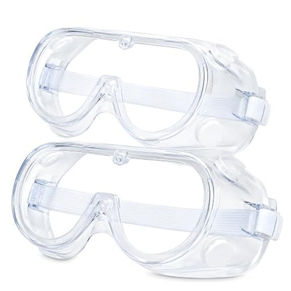 Safety Goggles Over Glasses, Anti Fog Protective Eyewear for Chemistry Lab, Woodworking, Mowing, Construction - color: 2 Pack