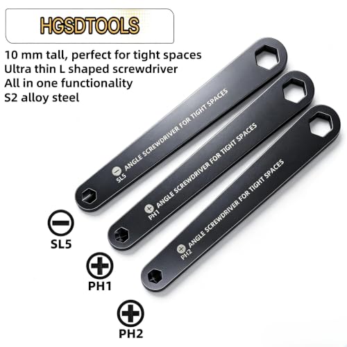 3PC Ultra Low Right Angle Offset Screwdriver Set(PH1, PH2, SL6)