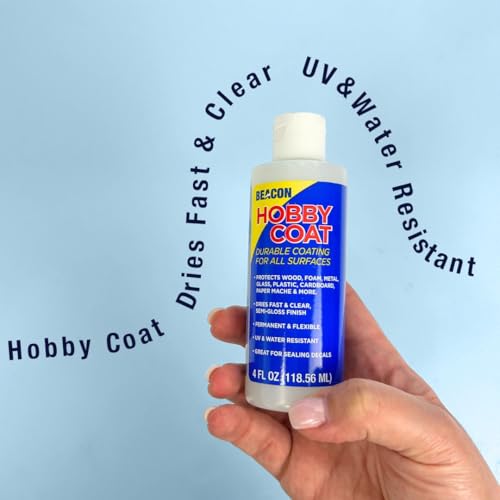 Beacon Hobby Coat, Versatile, Fast-Drying, Semi-Gloss Protectant for Wood, Metal, Glass & More - UV & Water-Resistant Finish, 4-Ounce, 1-Pack