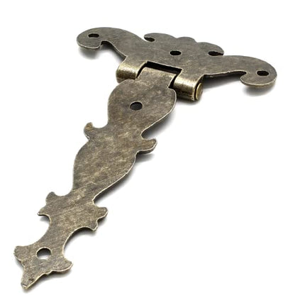 Jiozermi 4 PCS T-Strap Hinges, Antique Bronze - color: Bronze