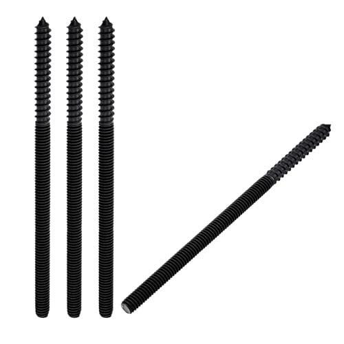 8pcs Hanger Bolts 5/16"-18x6 Black Zinc Coated - color: Black, size: 5/16"-18x6"