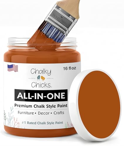Chalky Chicks Acorn 16 Fl Oz Chalk Paint for Furniture All in One - color: Acorn (Orange), size: 16 Fl Oz (Pack of 1)