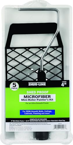 Shur-Line 4 in. Roller and Tray Set, Mini Roller Kit with 4 in. Frame Cover and Tray for Trim Doors Cabinets and Small Projects