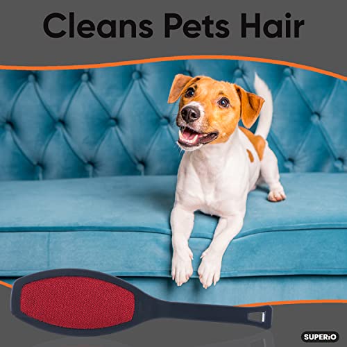 Superio Suede Lint Brush Magic Remover for Clothes, Double Sided Garment Brush, Soft Bristles, Portable Trap Tool Removes Pet Hair, Dust from Carpet, Hats, Wool Suit, Suede Couch, 3