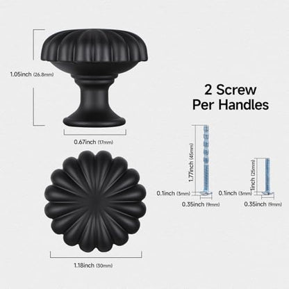Matte Black Cabinet Knobs，10 Pack Solid Drawer Pulls for Dressers - color: Black