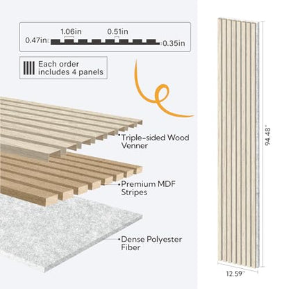 Olanglab Wood Panels for Wall 4Pack 94.5"x12.6" Light Oak - color: Light Oak