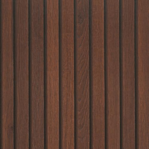 VEELIKE Walnut Wood Slat Peel and Stick Wallpaper Wood Contact Paper for Walls Waterproof Dark Brown Wood Wallpaper 15.7''x354'' Self Adhesive Wood Slat Vinyl for Bedroom Accent Wall Décor Removable - color: Dark Brown, size: 15.7" x 354"