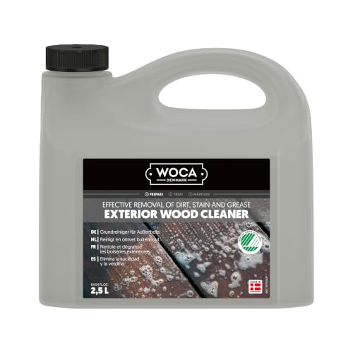 WOCA Denmark (2.5 Liter) Exterior Wood Cleaner For Decks, Siding and Furniture - Removes Dirt and Green Growth
