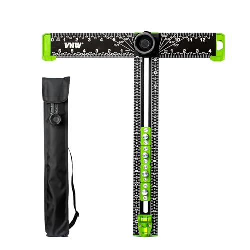 VNW 16Inch Adjustable Aluminum Drilling Positioning Ruler,Multifunction T-Square, Marking Gauge Tools for Woodworking, Cabinet Hardware Jig, Include Portable Storage Bag - style: 16INCH