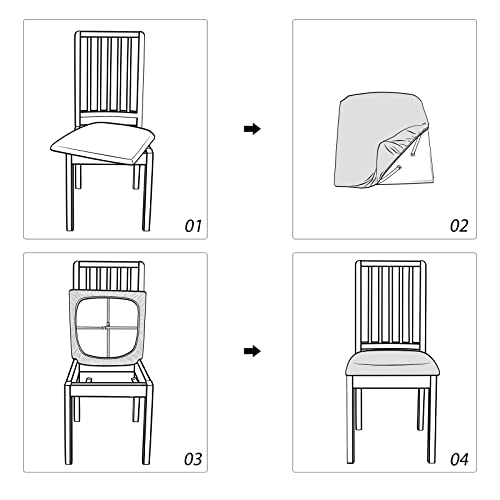 FORCHEER Waterproof PU Leather Chair Seat Covers Set of 4 Black Stretch Dining Room Chair seat Covers Kitchen Chair Seat Slipcovers 18inch Removable Washable - color: Pu-black, size: 4 Pieces