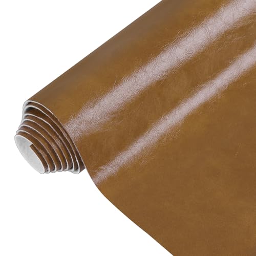 54" Marine Vinyl Upholstery Faux Leather Fabric by The Yard Waterproof - color: Amber, size: Pre-cut 1 Yard 54"x36"