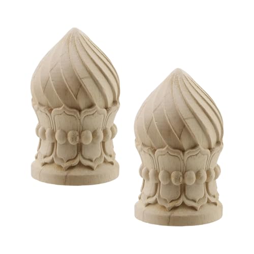 HEVSTIL Decorative Wooden Finials 2-Pack (4.72"x2.95") - Rustic Curtain Rod - size: 7.5*12