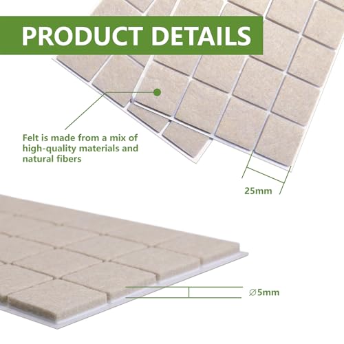 Felt Furniture Pads for Hardwood Floors 48 PCS 1" Square, Beige - size: 48PCS 1 inch Square Beige