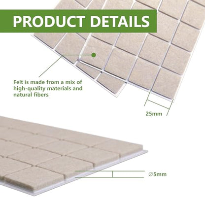 Felt Furniture Pads for Hardwood Floors 48 PCS 1" Square, Beige - size: 48PCS 1 inch Square Beige