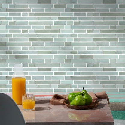 STICKGOO Thicker Peel and Stick Backsplash Tile for Kitchen and Bathroom - color: Solna Green