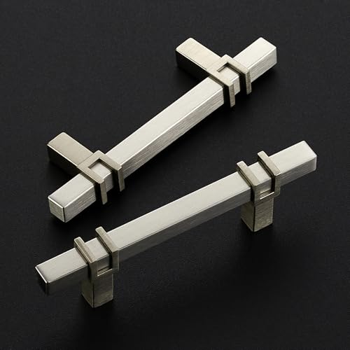 HOME EDIT 3 inch Brushed Nickel Cabinet Handles, 10 Pack Kitchen Cabinet Handles Drawer Pulls Zinc Alloy Square Bar Kitchen Pulls - color: Brushed Nickel, size: 3 Inch Hole Center