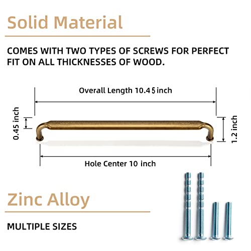 Goo-Ki 6 Pack 10 Inch （256mm） Hole Center Cabinet Pulls Antique Brass Zinc Alloy Kitchen Drawer Pulls Drawer Handles 10.45 Inch Length 2202-GT-256 - color: Antique Brass, size: 10 Inch Hole Centers
