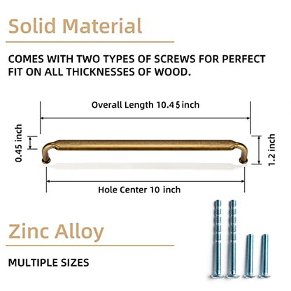 Goo-Ki 6 Pack 10 Inch （256mm） Hole Center Cabinet Pulls Antique Brass Zinc Alloy Kitchen Drawer Pulls Drawer Handles 10.45 Inch Length 2202-GT-256 - color: Antique Brass, size: 10 Inch Hole Centers