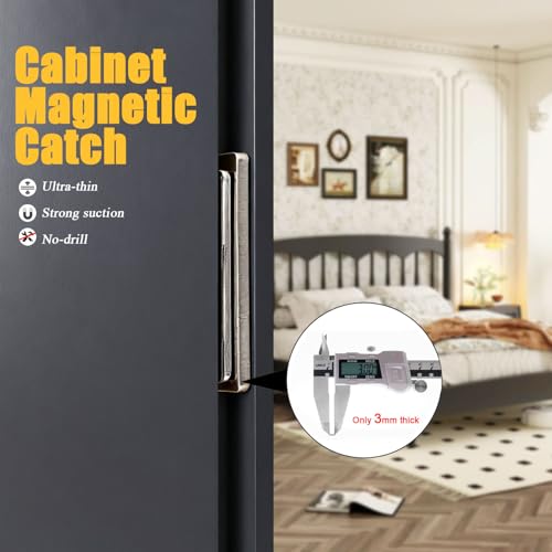Cabinet Magnetic Catch,Ultra Thin 4 Pack Cabinet Door Magnetic Latch