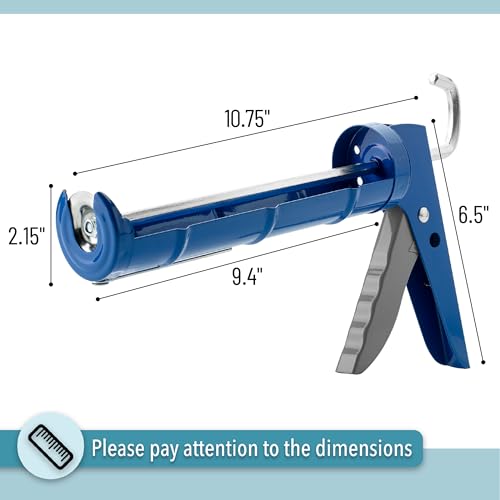 Bates- Caulking Silicone Gun, 10:1 Thrust Ratio, Hand Caulking Guns, No Drip - color: Blue, size: 1 Pack