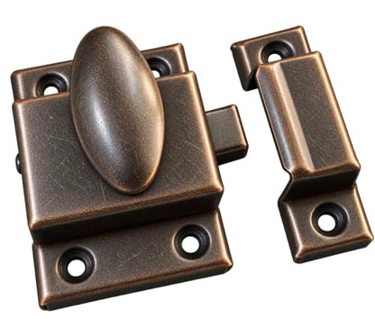 QCAA Oval Turn Cabinet Latch, for Cupboard & Other Furniture, Small, Antique Copper, Made in Taiwan, 1 Pack - color: Antique Copper, size: 1pack-small
