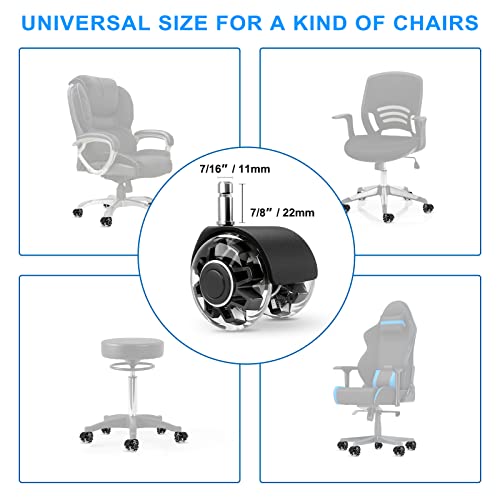 Omyoffice 2" Office Chair Wheels Set of 5, Black Heavy Duty Chair Caster - color: Black