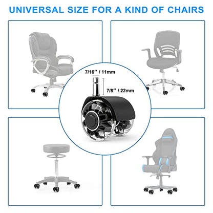 Omyoffice 2" Office Chair Wheels Set of 5, Black Heavy Duty Chair Caster - color: Black