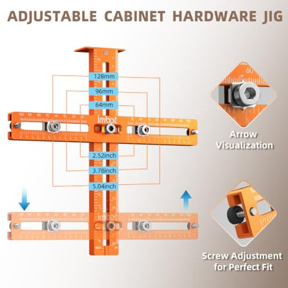 Imbot Cabinet Hardware Jig, Cabinet Handle Drawer Pull Knob Jig Template - color: Aluminum Alloy