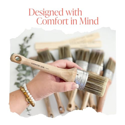 Chalk Style Paint Brush - Oval Brush with Synthetic Bristles for Smooth Furniture Paint Application with Minimal Brush Strokes, No Shedding, Vegan, Best for Water-Based Paint - 1.5" - size: 1.5"