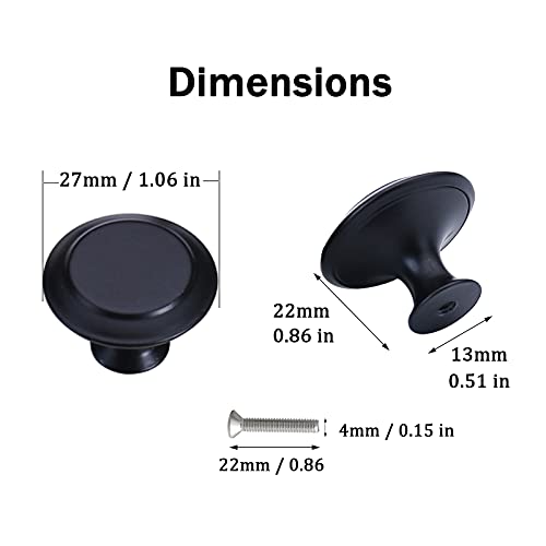 12PCS Cabinet Knobs, Black Cabinet Pulls Cabinet Knobs Inway, Round Drawer Knobs Cabinet Hardware with Screws, for Kitchen Bedroom Furniture - color: Black