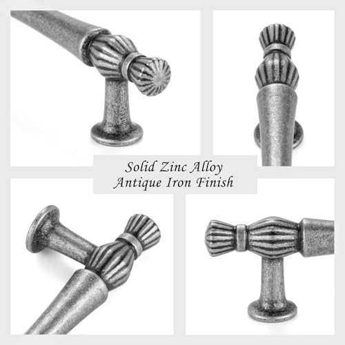 7-1/2 Inch Antique Iron Cabinet Pulls 5 Pack French Style P2408 - color: Antique Iron, size: 7-1/2" Hole Centers-5 Pcs