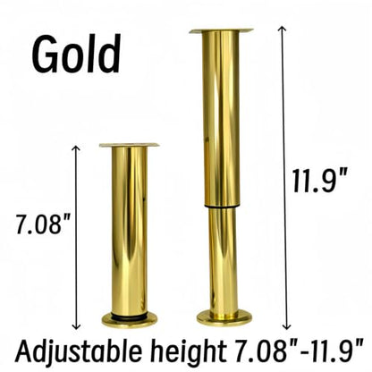 4Pcs Adjustable Gold Metal Furniture Legs 7.08-11.9 Inch Cabinet Desk Sofa - color: Gold, size: 7.08"-11.9"-Set of 4