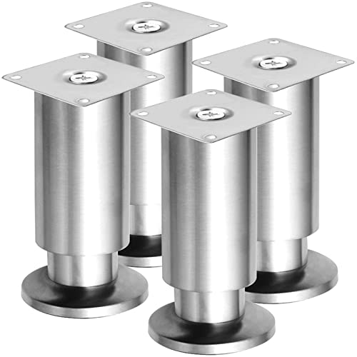 6 Inch Stainless Steel Tapered Furniture Legs Heavy Duty Set of 4 - color: Stainless Steel-silver, size: 6 inches