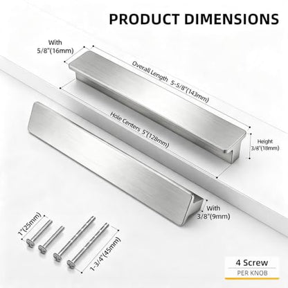 Goldenwarm 10 Pack 5" Brushed Nickel Cabinet Pulls Drawer Handles - color: Brushed Nickel, size: 5in Hole Centers