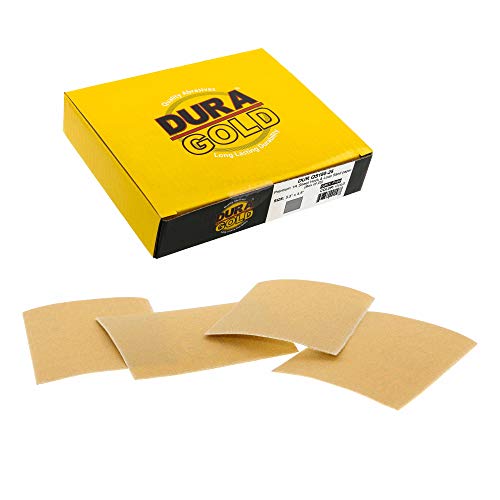 Dura-Gold Premium 1/4 Sheet Gold Sandpaper Sheets, 180 Grit (Box of 25) - size: 180-Grit