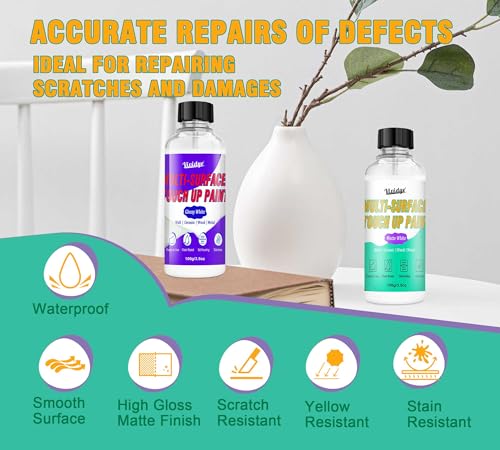White Touch Up Paint Kit 7oz, Multi-Surface Paint for Walls & Furniture