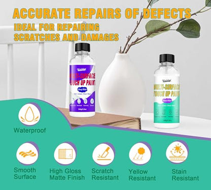 White Touch Up Paint Kit 7oz, Multi-Surface Paint for Walls & Furniture