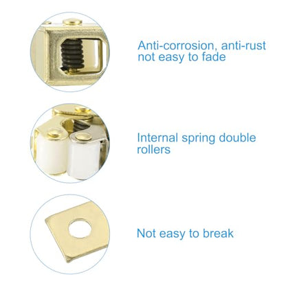 PATIKIL Cabinet Latch Double Roller Catch, 6 Pcs Stainless Steel Cabinet Door with Screws Spring Bead Hardware Latches with Spear Strike for Cupboard Wardrobe Pcs, Gold - color: Gold